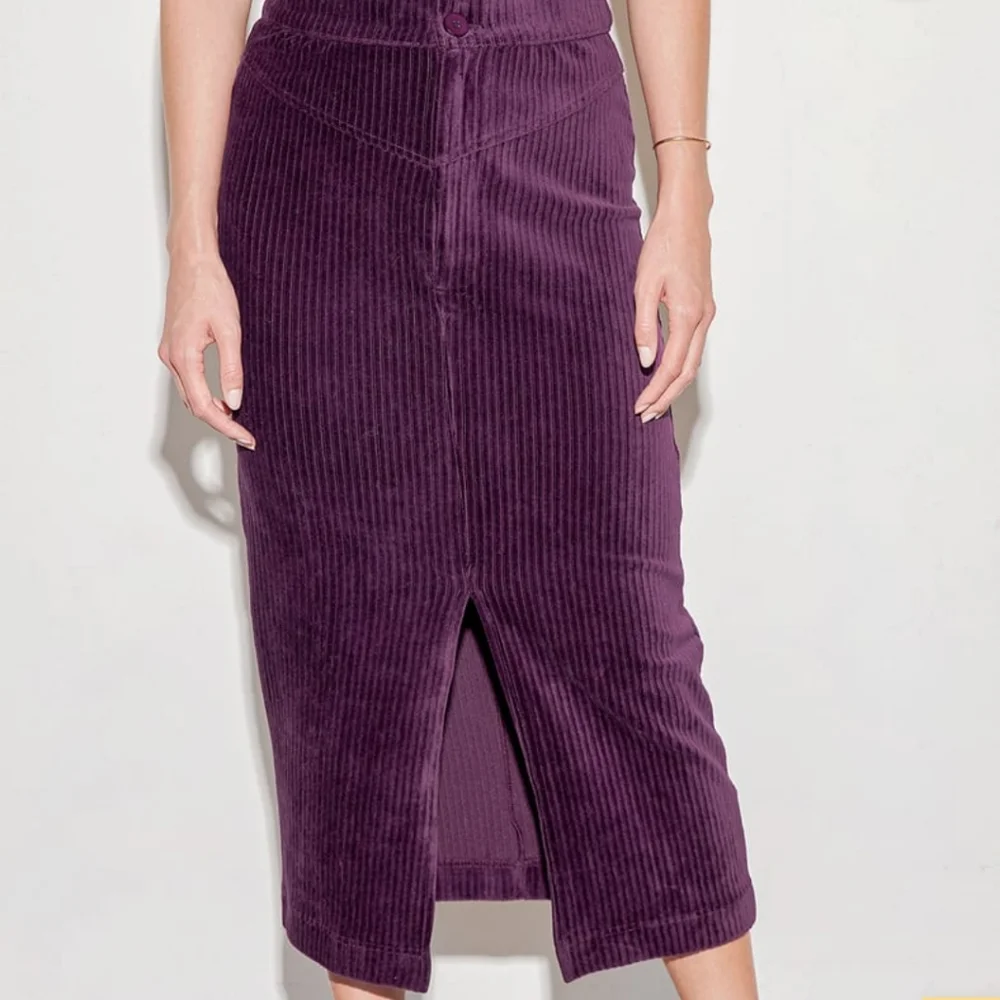 NWT Free People Roxy Purple Ribbed Pencil Midi Skirt Large - Picture 3 of 10